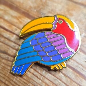 Vintage Laurel Burch "Tougan" Multi Color Enamel Brooch Pin